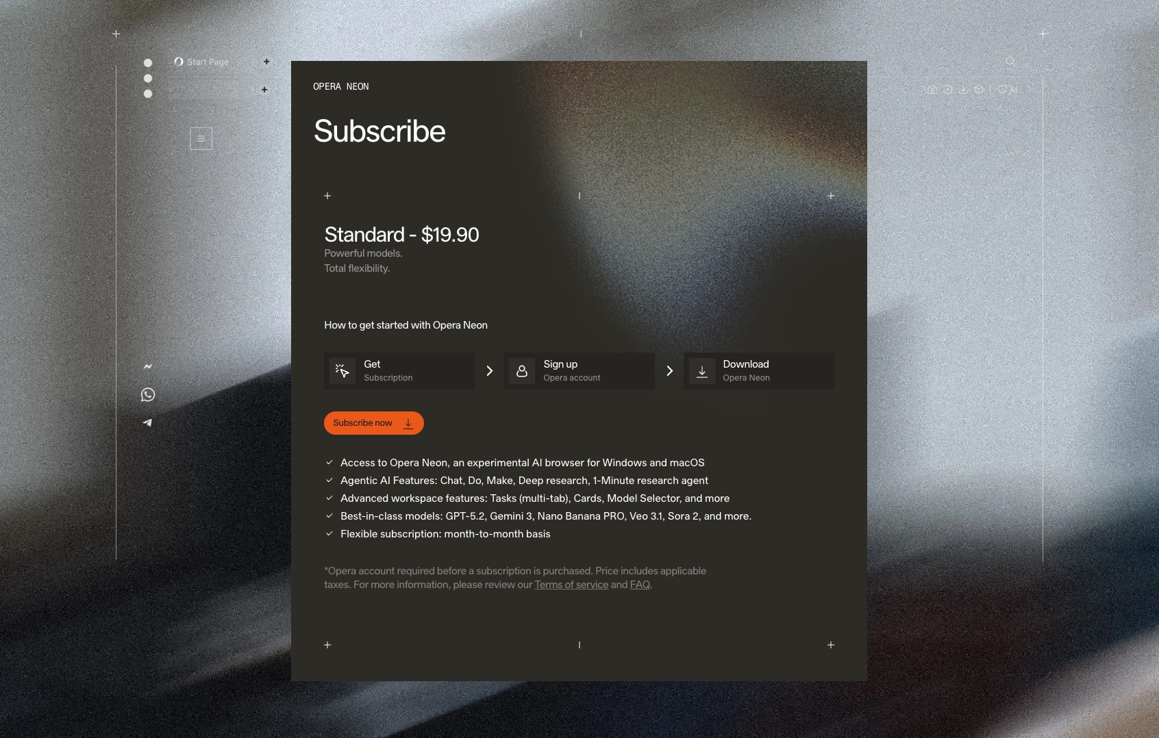 Opera Neon. This browser is built to act. captured website design