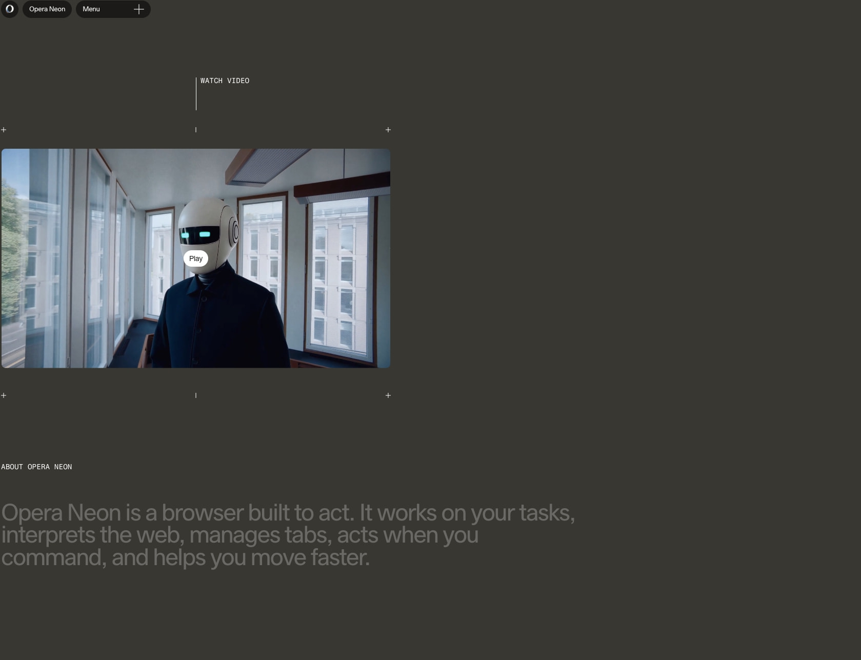 Opera Neon. This browser is built to act. captured website design