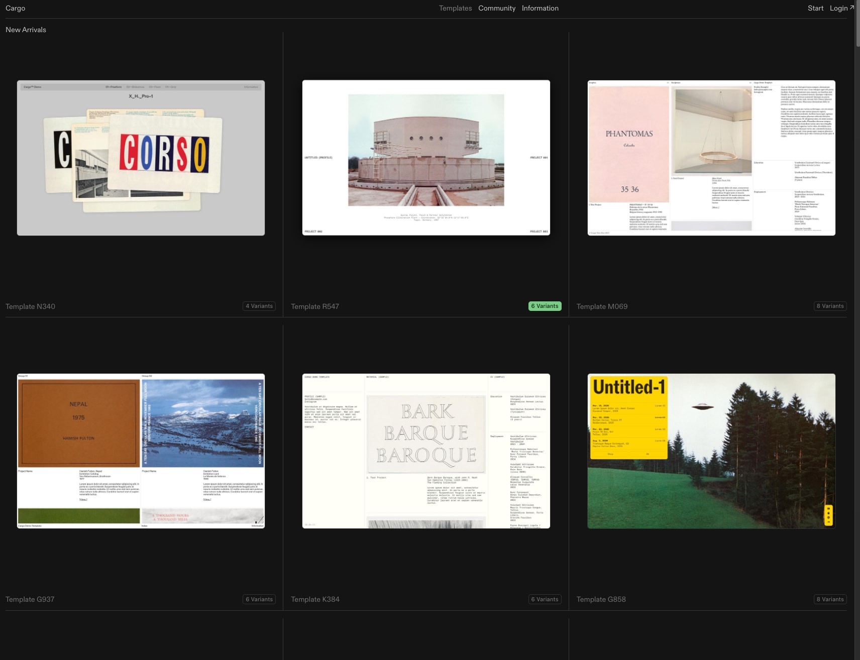 Cargo: Templates captured website design