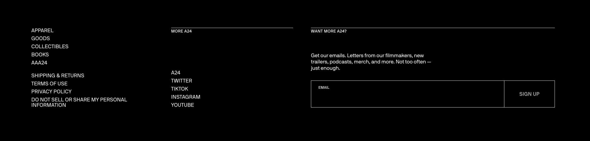 Stones Tee – A24 Shop captured website design
