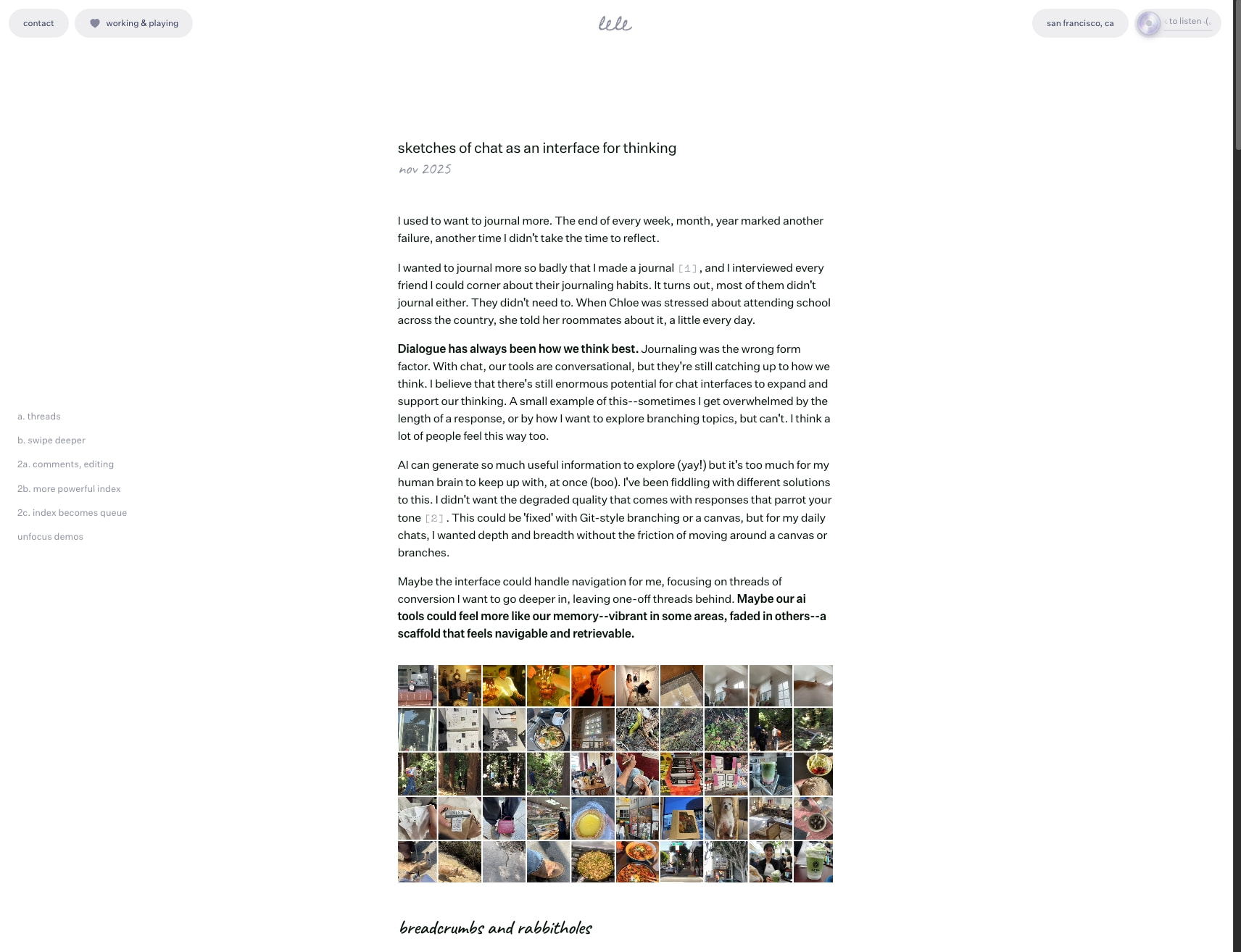 lele's website captured website design