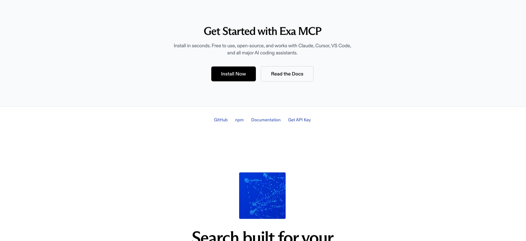 Exa MCP Server captured website design