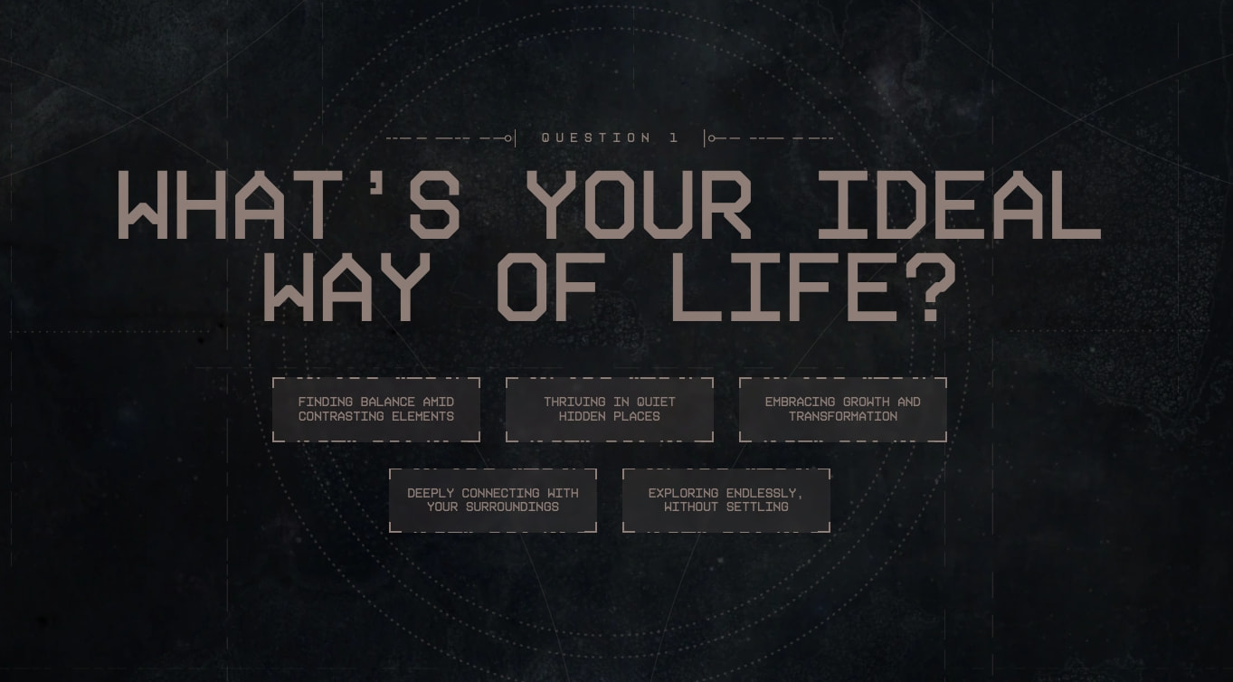 Quiz | Astral Frontier captured website design