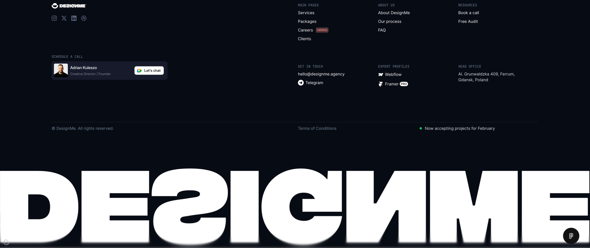 Split hero — copy rail + orange stage captured website design