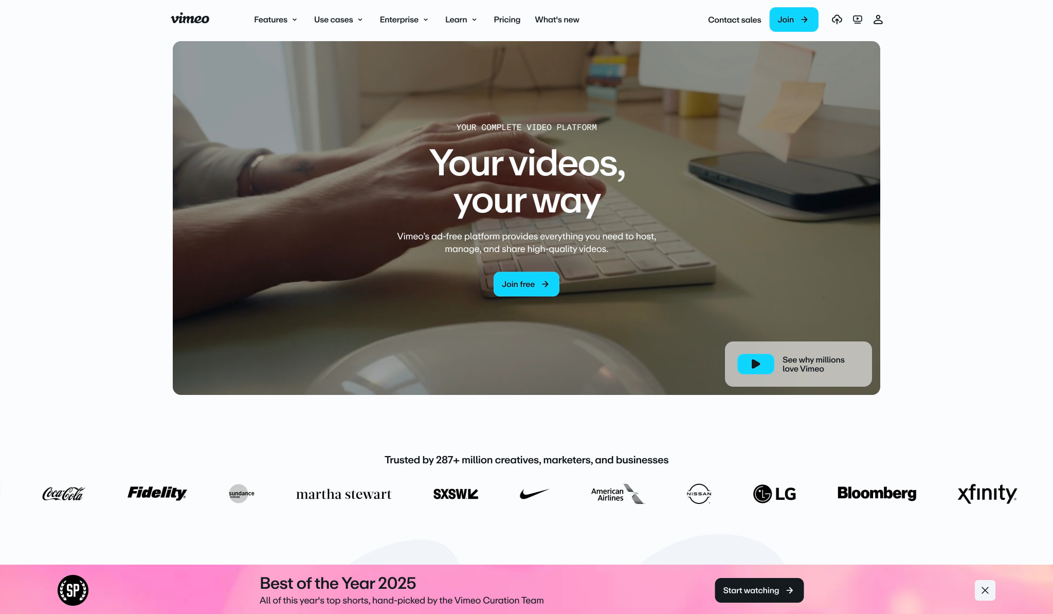 Vimeo - All-in-One Video Platform captured website design