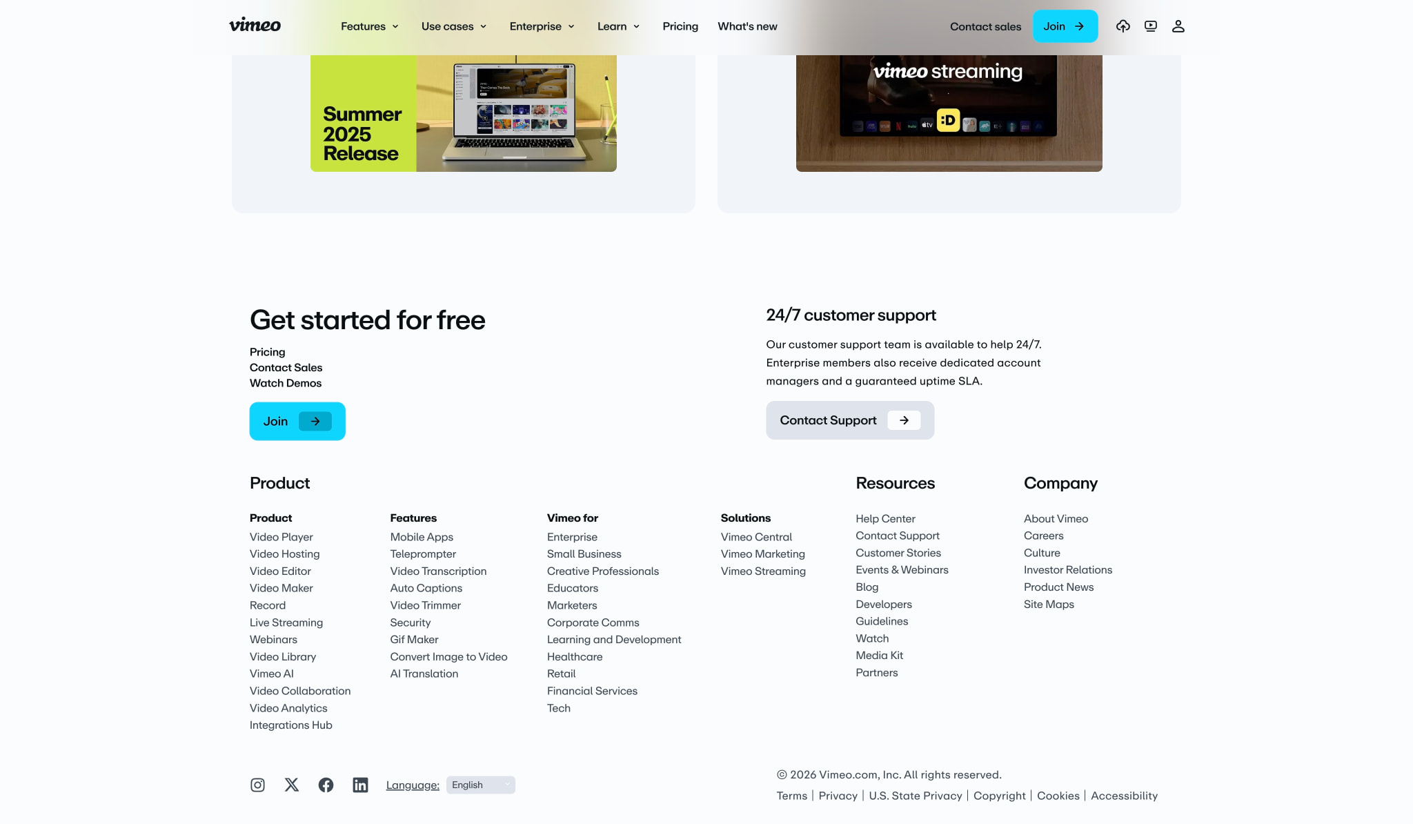 Vimeo - All-in-One Video Platform captured website design