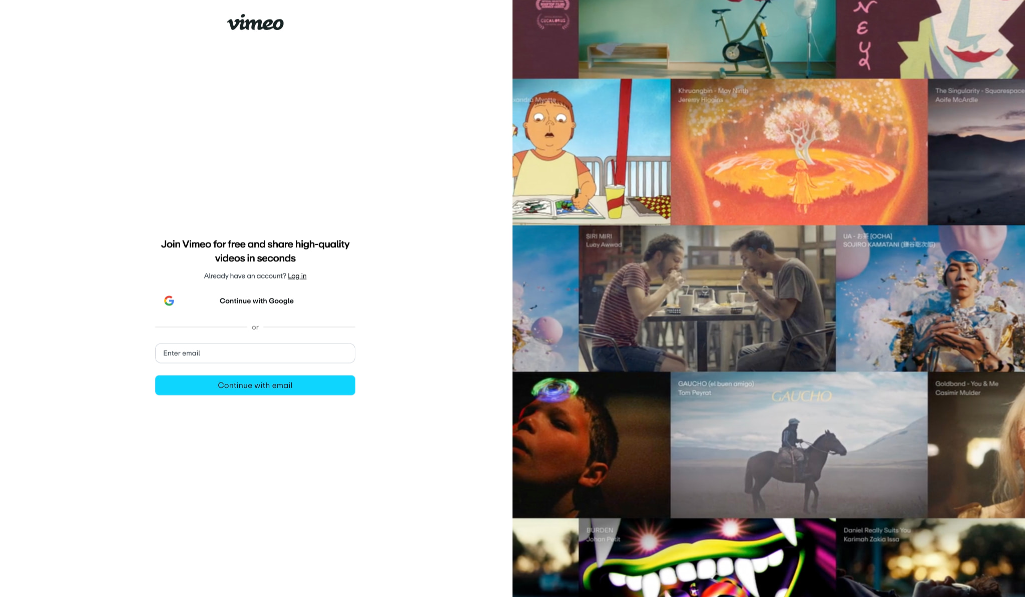 Join Vimeo captured website design