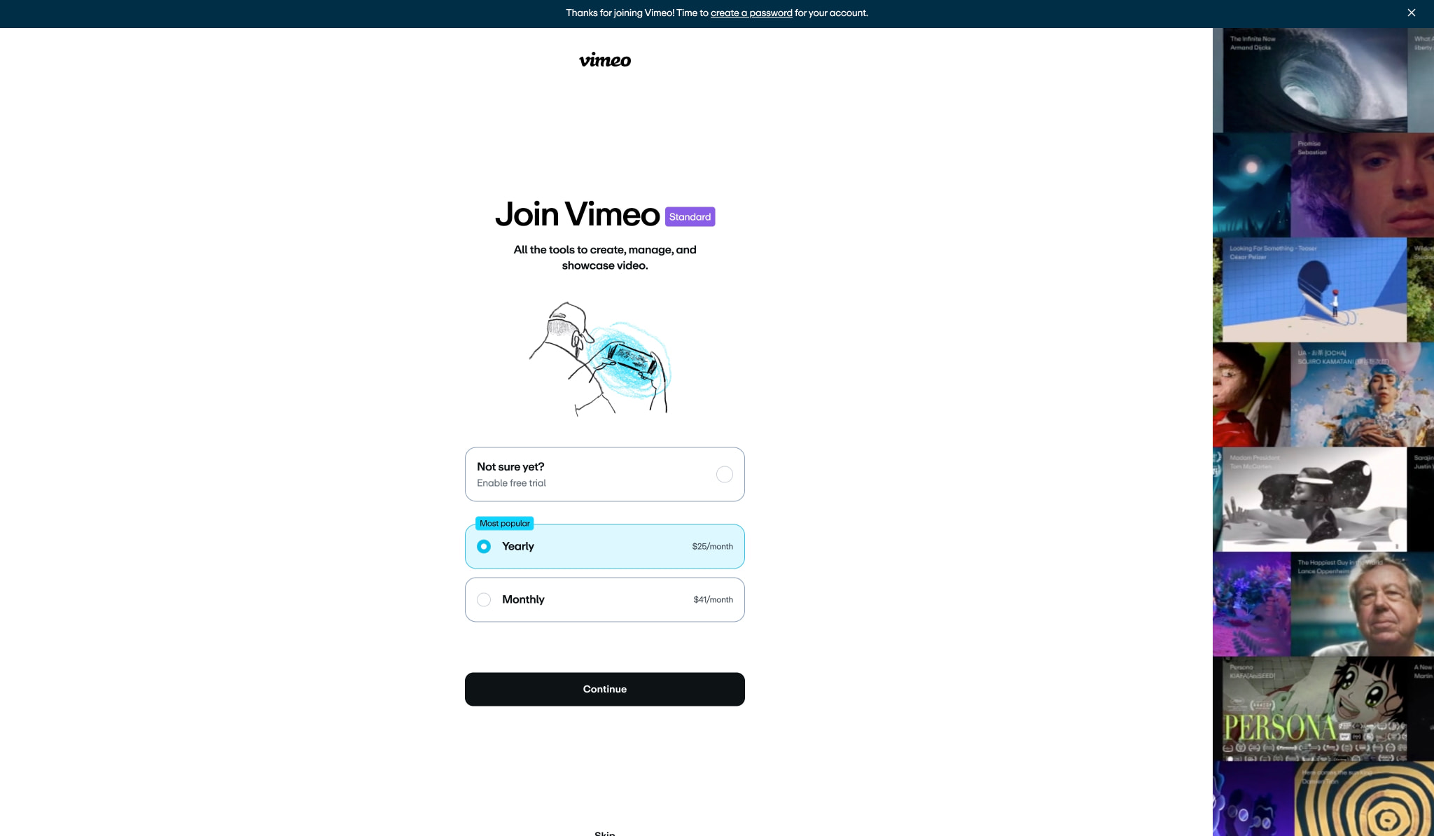 Vimeo captured website design