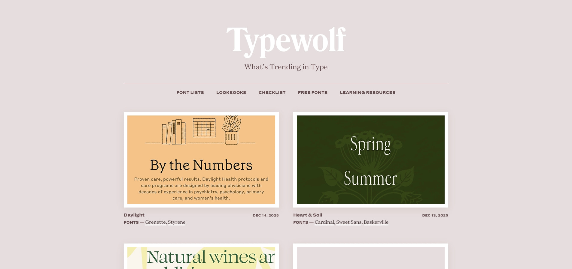 What’s Trending in Type · Typewolf captured website design