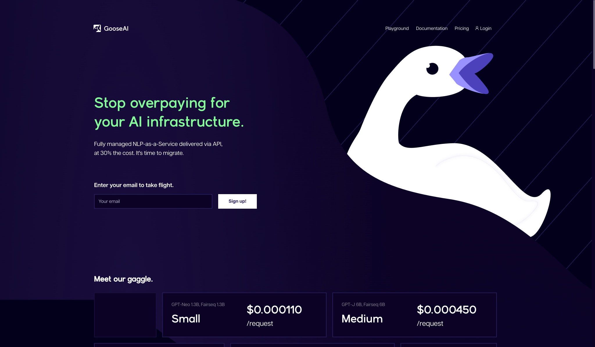 GooseAI captured website design