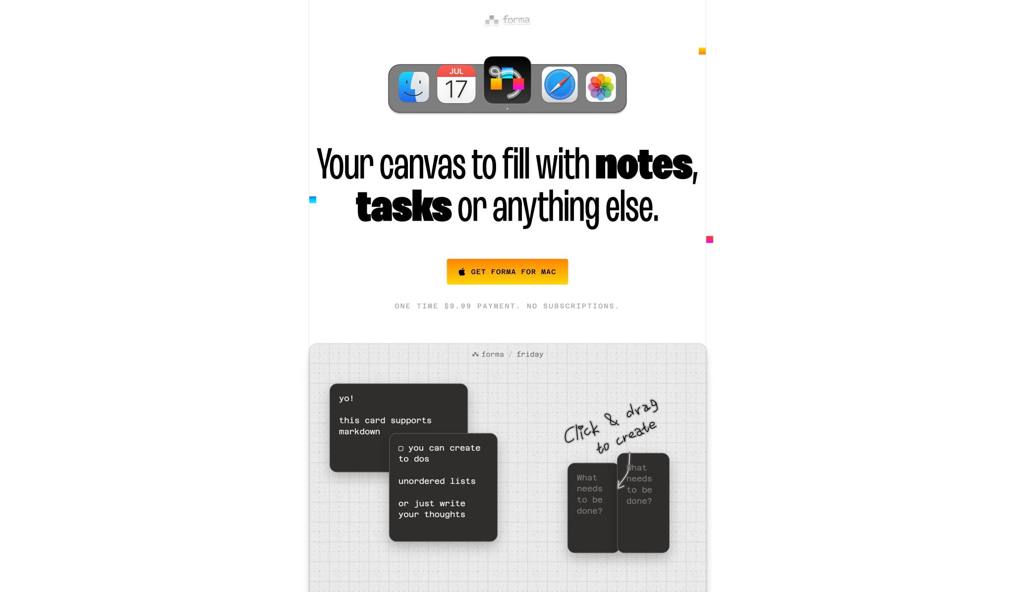 Forma – your canvas for notes, tasks and anything else captured website design