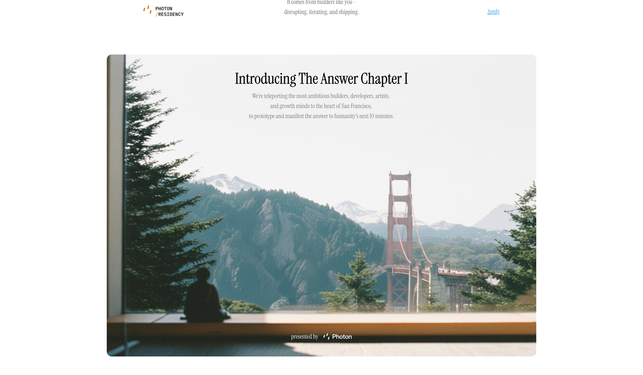 Photon Residency captured website design