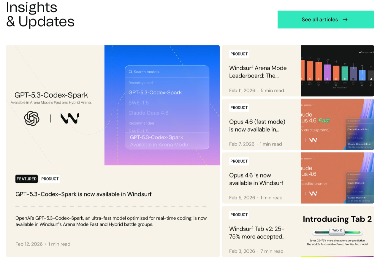 Windsurf - The best AI for Coding captured website design