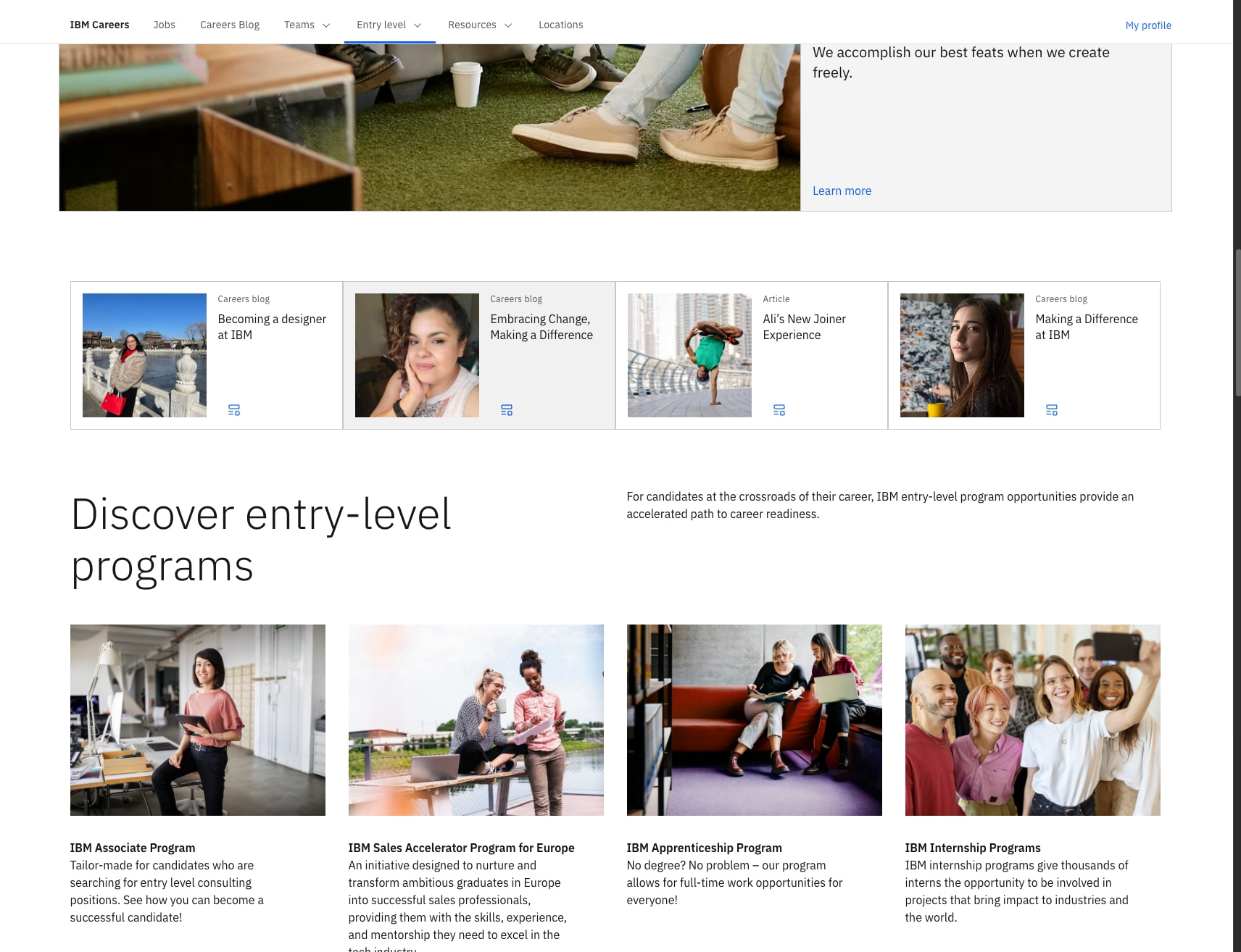 Entry Level Jobs | IBM Careers captured website design