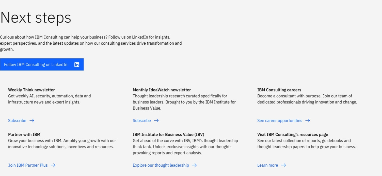 Business Consulting Services | IBM captured website design