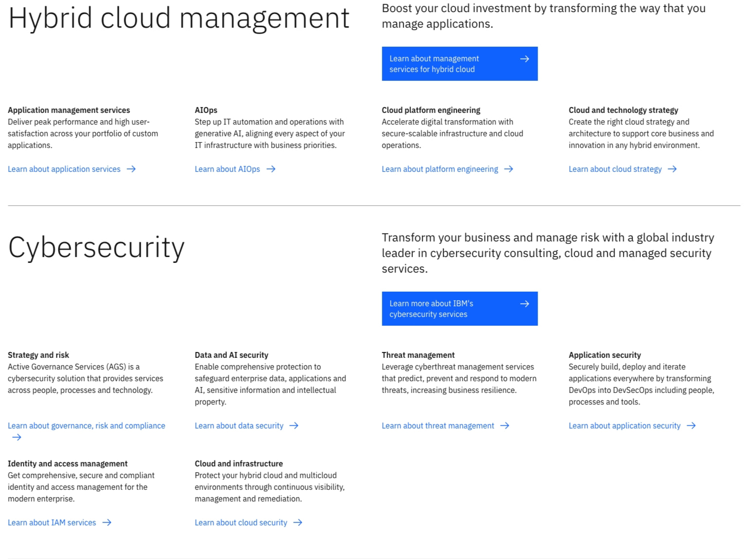 Services from IBM captured website design