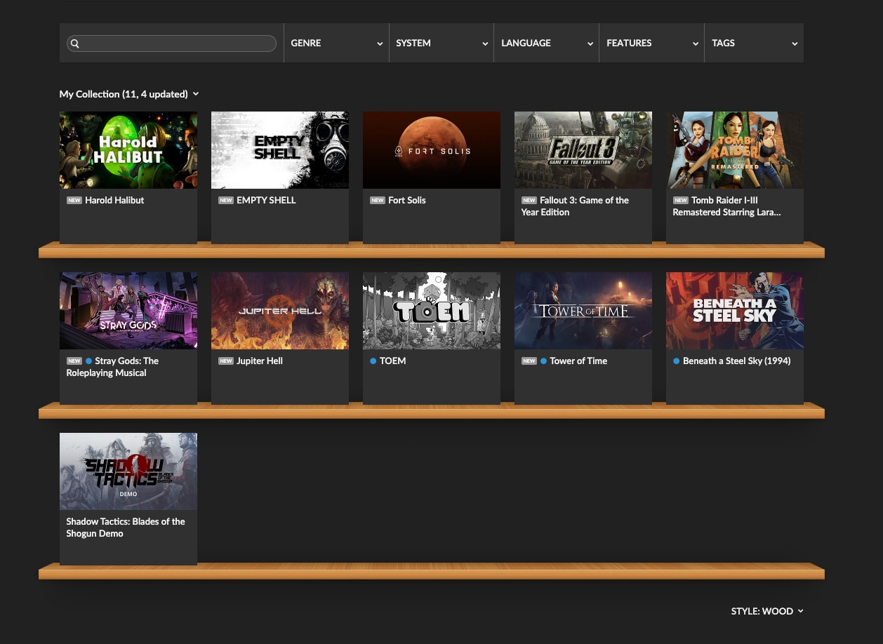 GOG.com captured website design