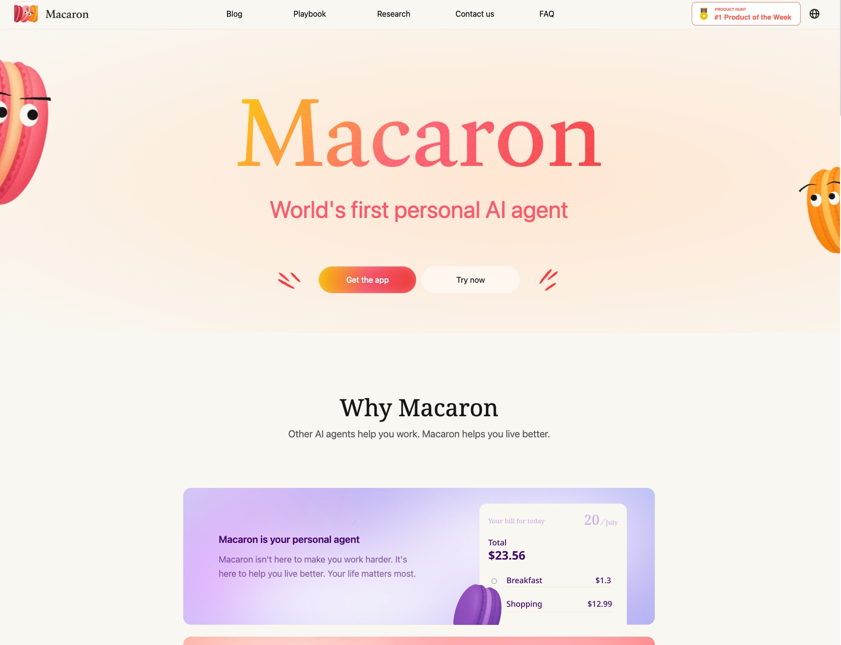 Macaron – World's First Personal AI Agent captured website design