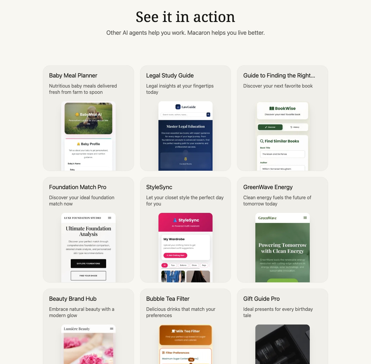 Macaron – World's First Personal AI Agent captured website design