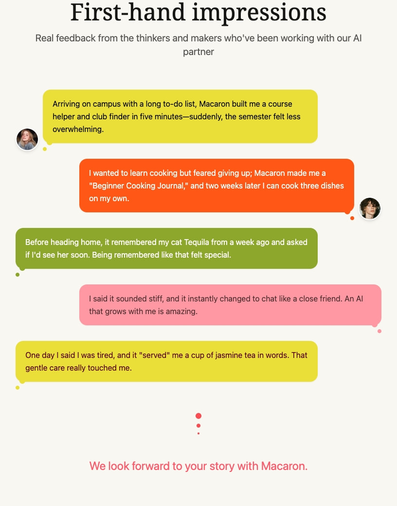 Macaron – World's First Personal AI Agent captured website design