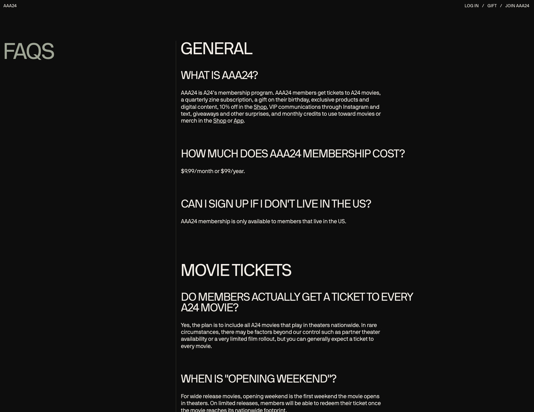FAQs | AAA24 captured website design