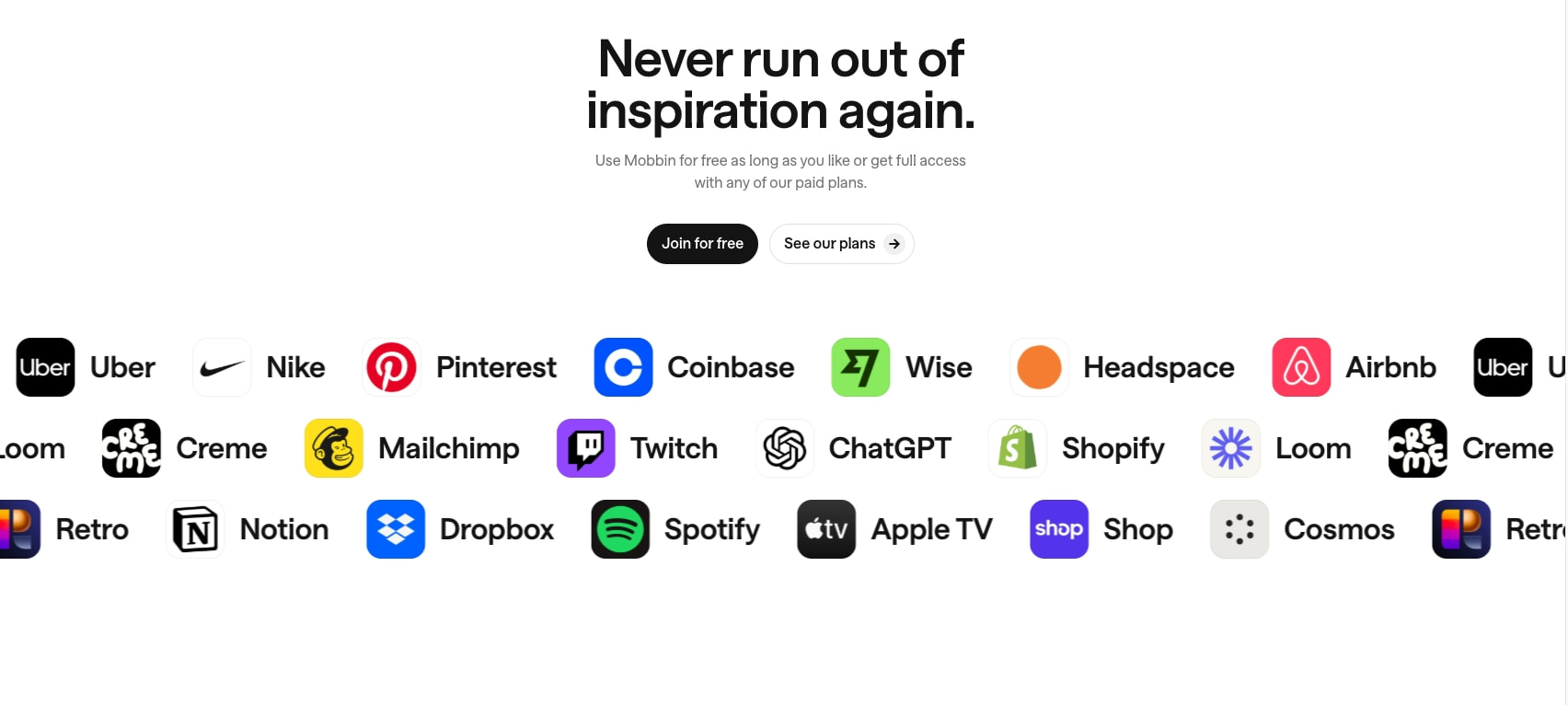 Mobbin — UI & UX design inspiration for mobile & web apps captured website design
