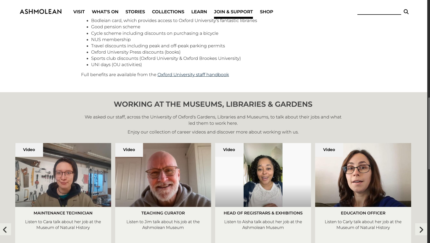 WORKING AT THE ASHMOLEAN | Ashmolean Museum captured website design