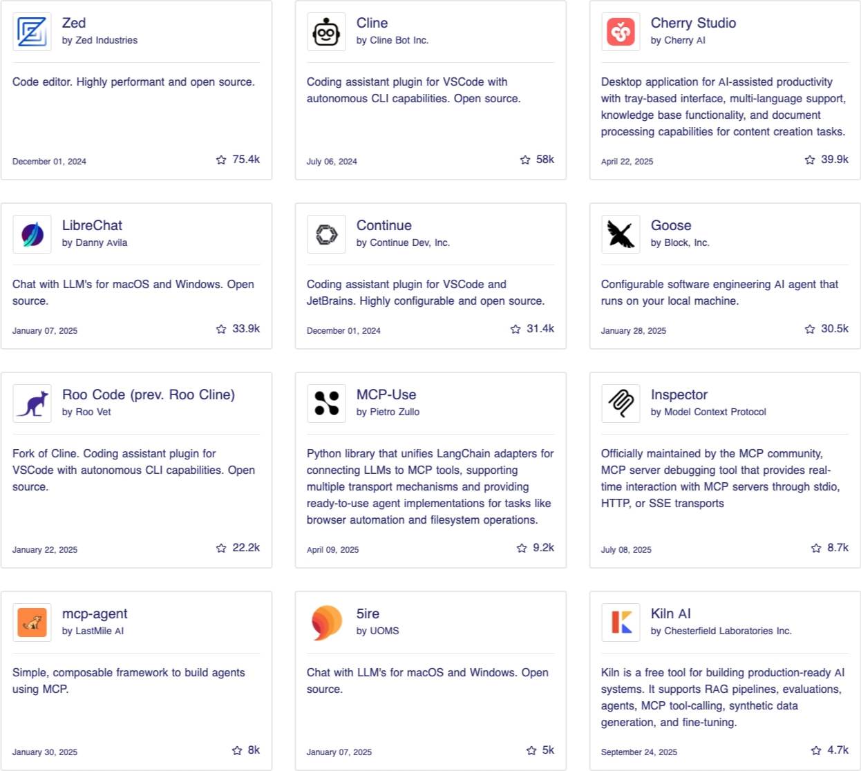 512 MCP Clients: AI-powered apps for MCP | PulseMCP captured website design