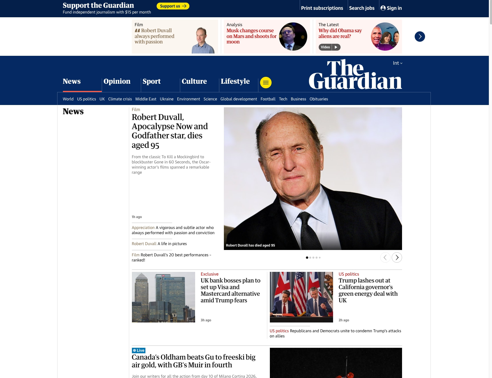 Latest news, sport and opinion from the Guardian captured website design