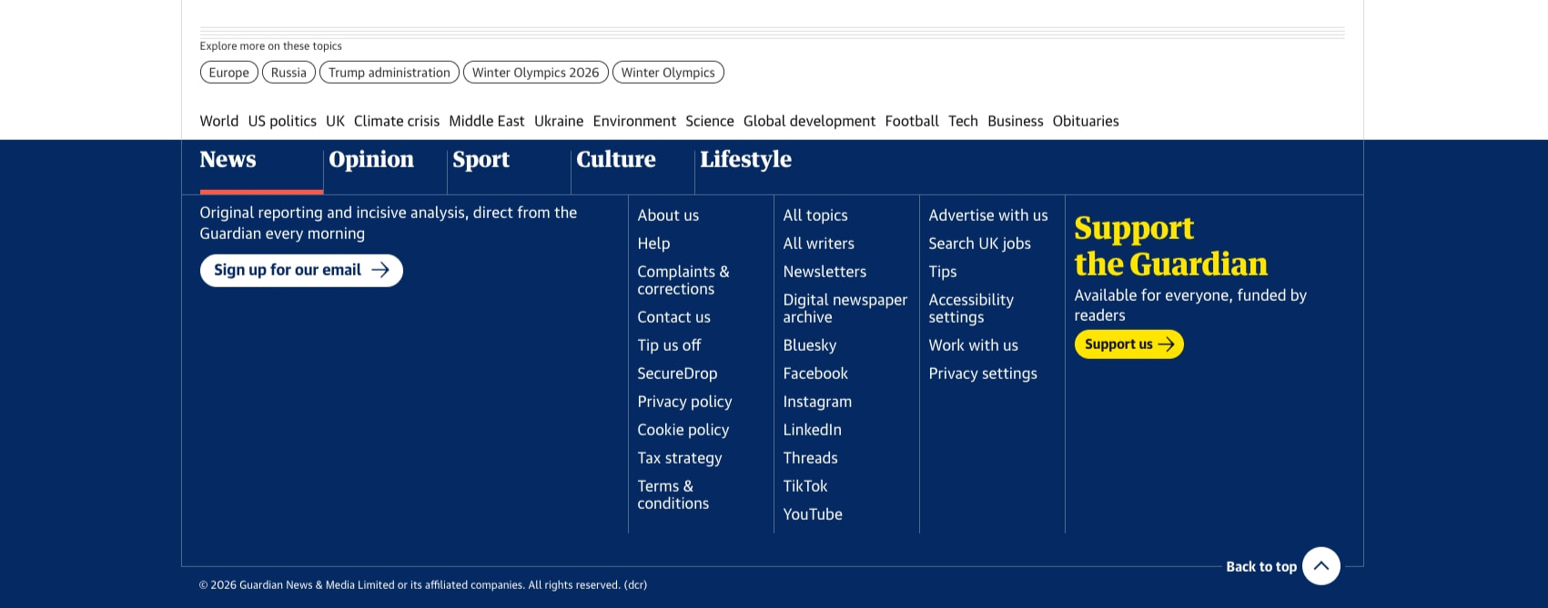 Latest news, sport and opinion from the Guardian captured website design