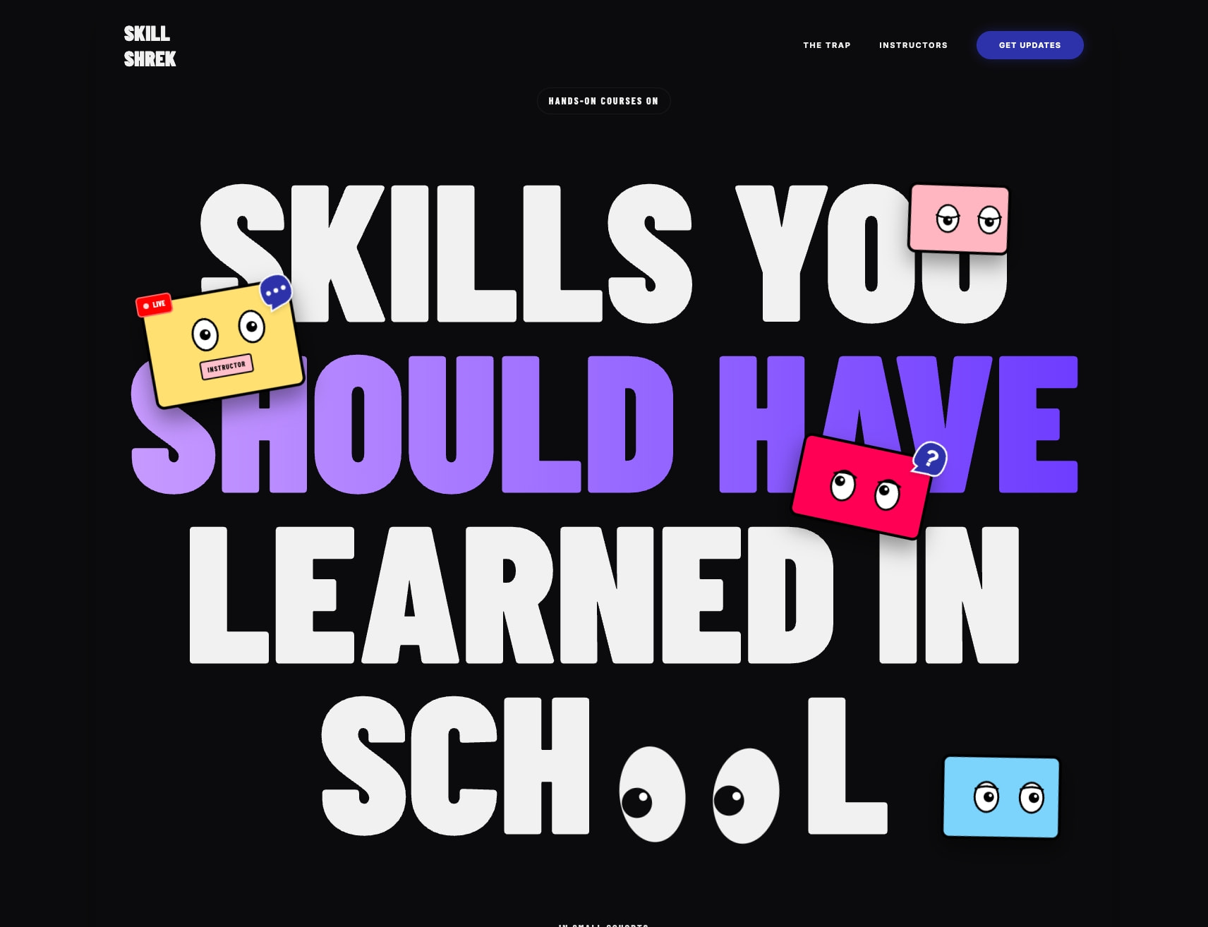 Skill Shrek captured website design