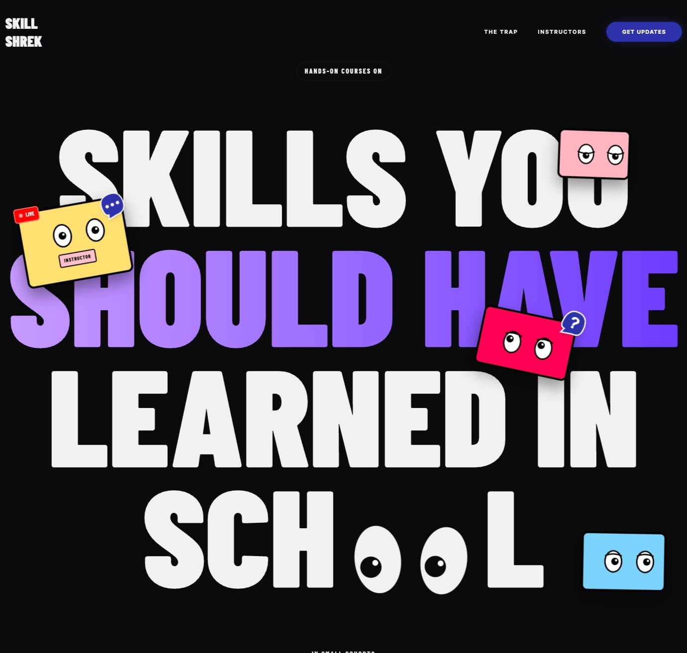 Skill Shrek captured website design