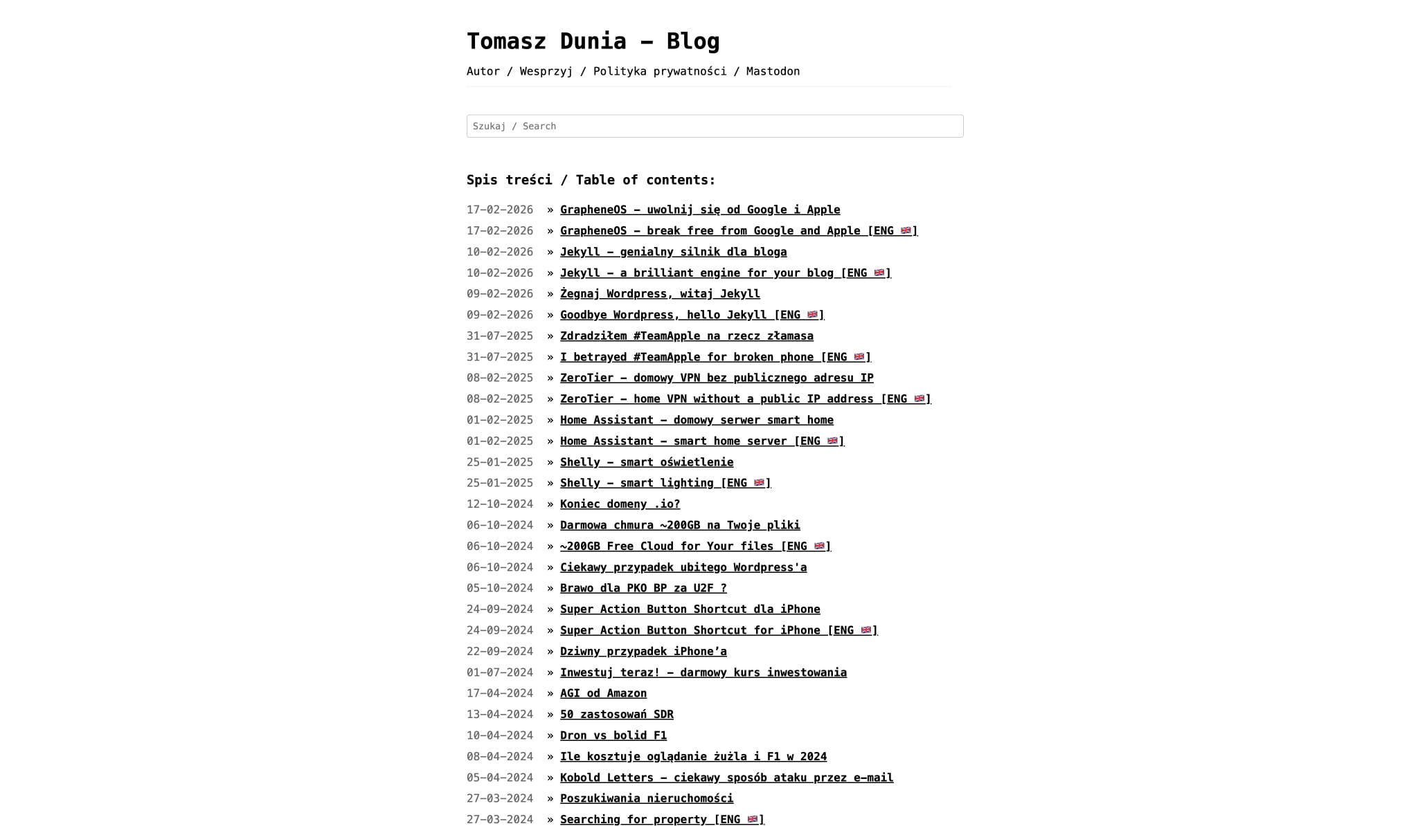 Tomasz Dunia - Blog captured website design