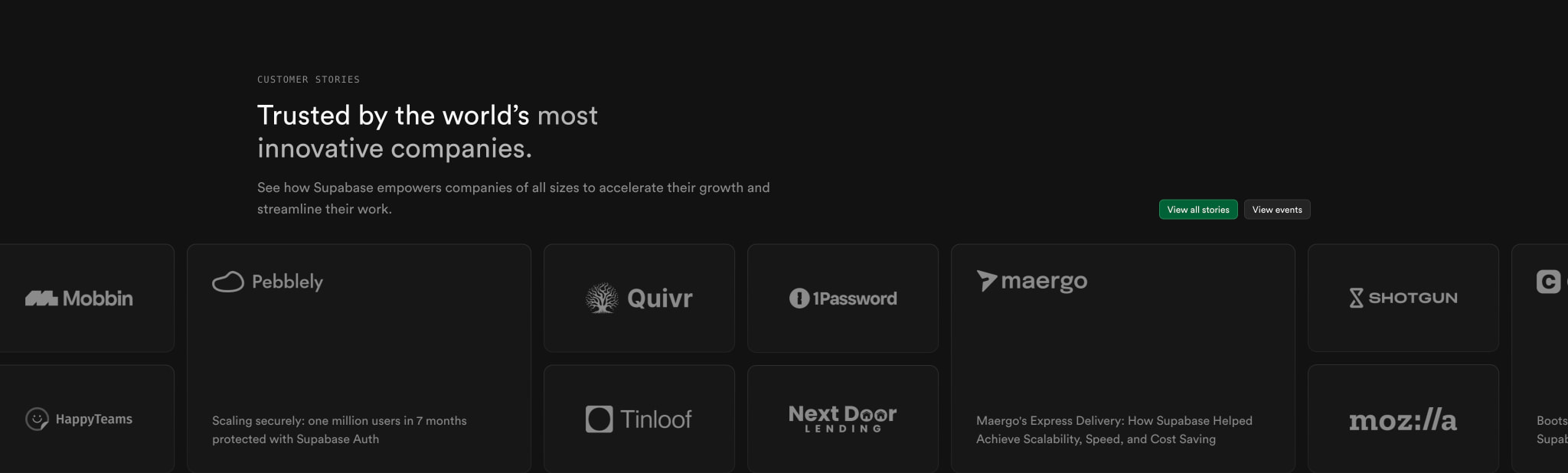 Supabase | The Postgres Development Platform. captured website design
