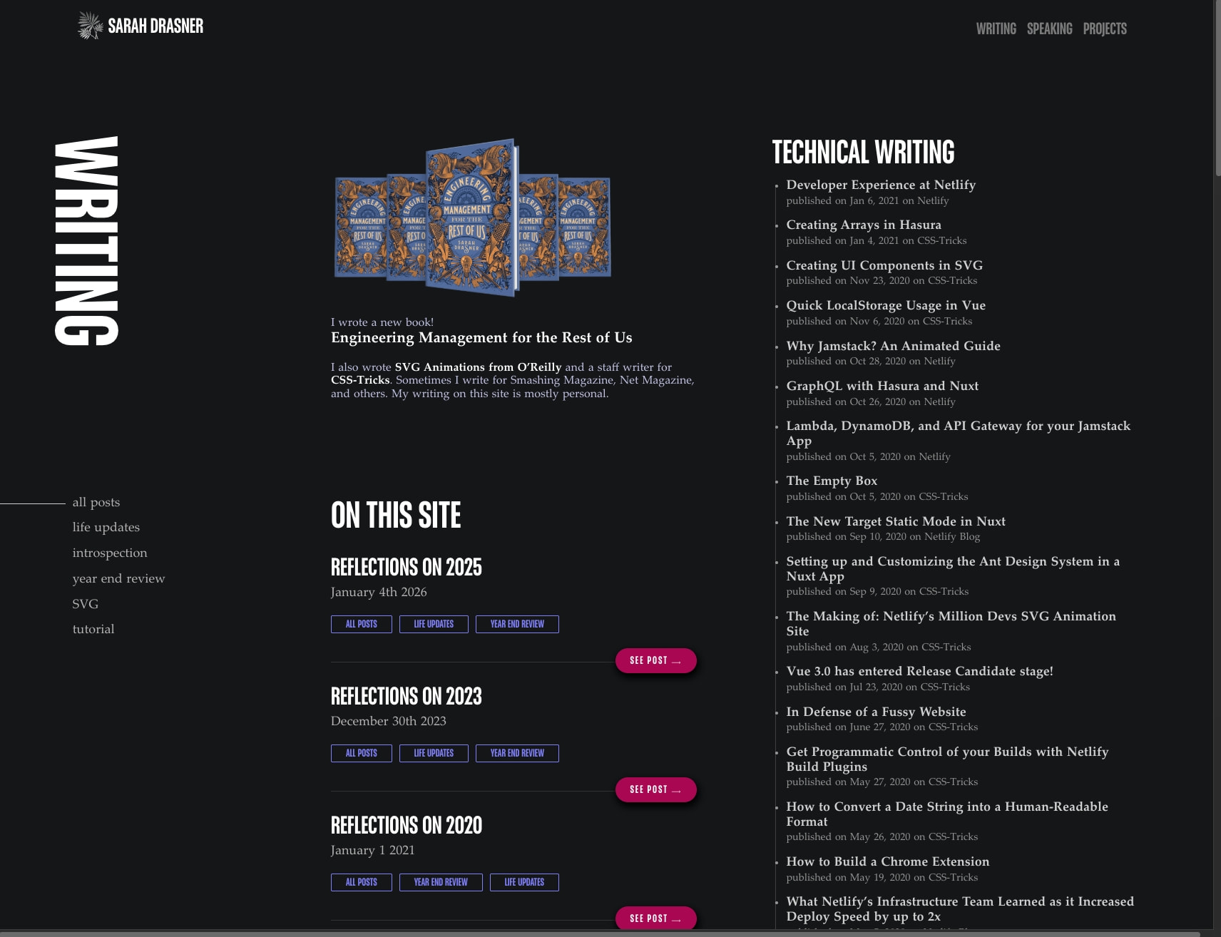 Sarah Drasner's Site captured website design