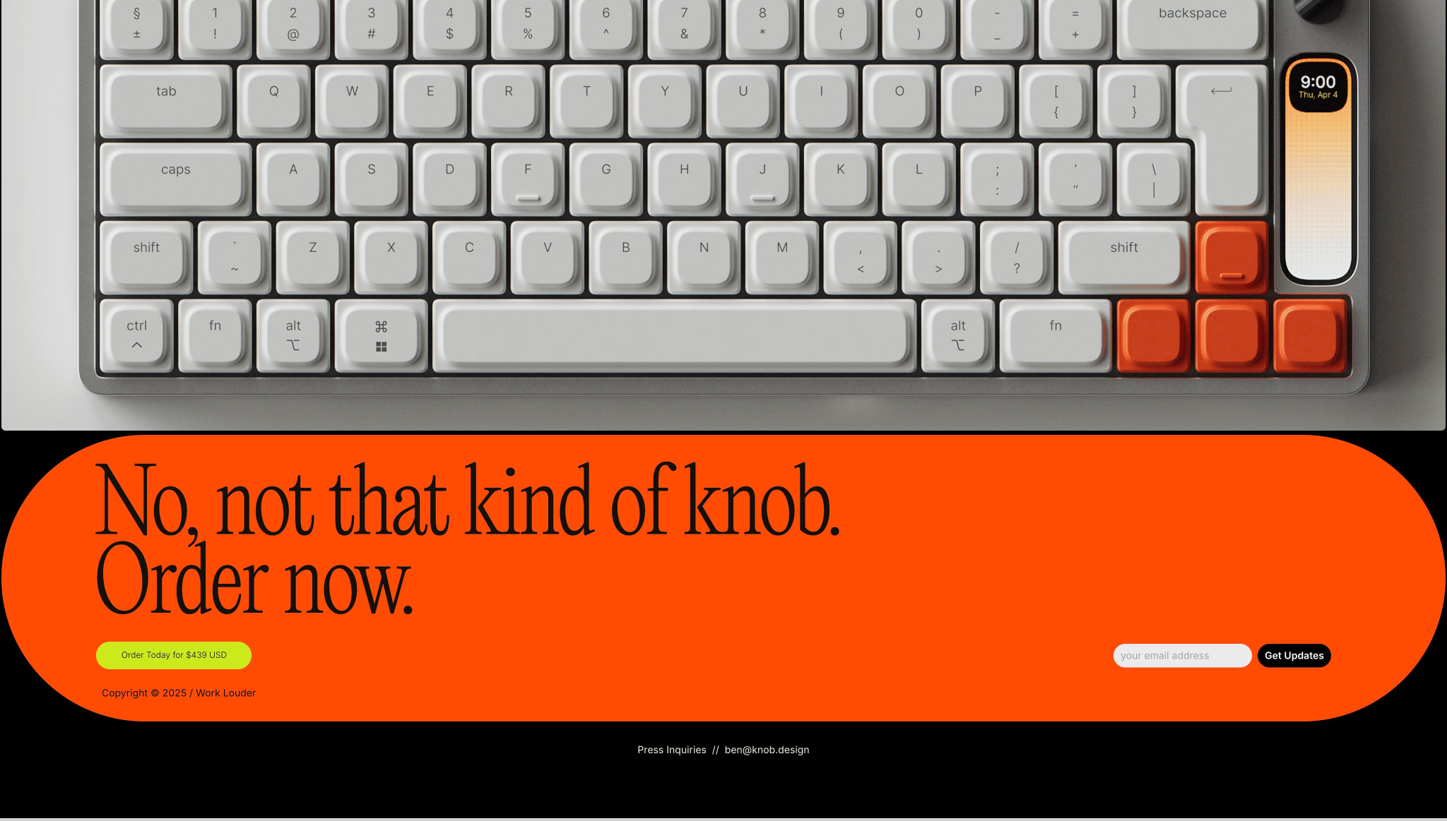 KNOB / k.no.b.1 / Low Profile Mechanical Keyboard captured website design