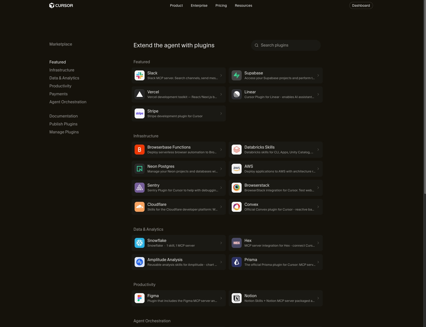 Cursor - Marketplace captured website design