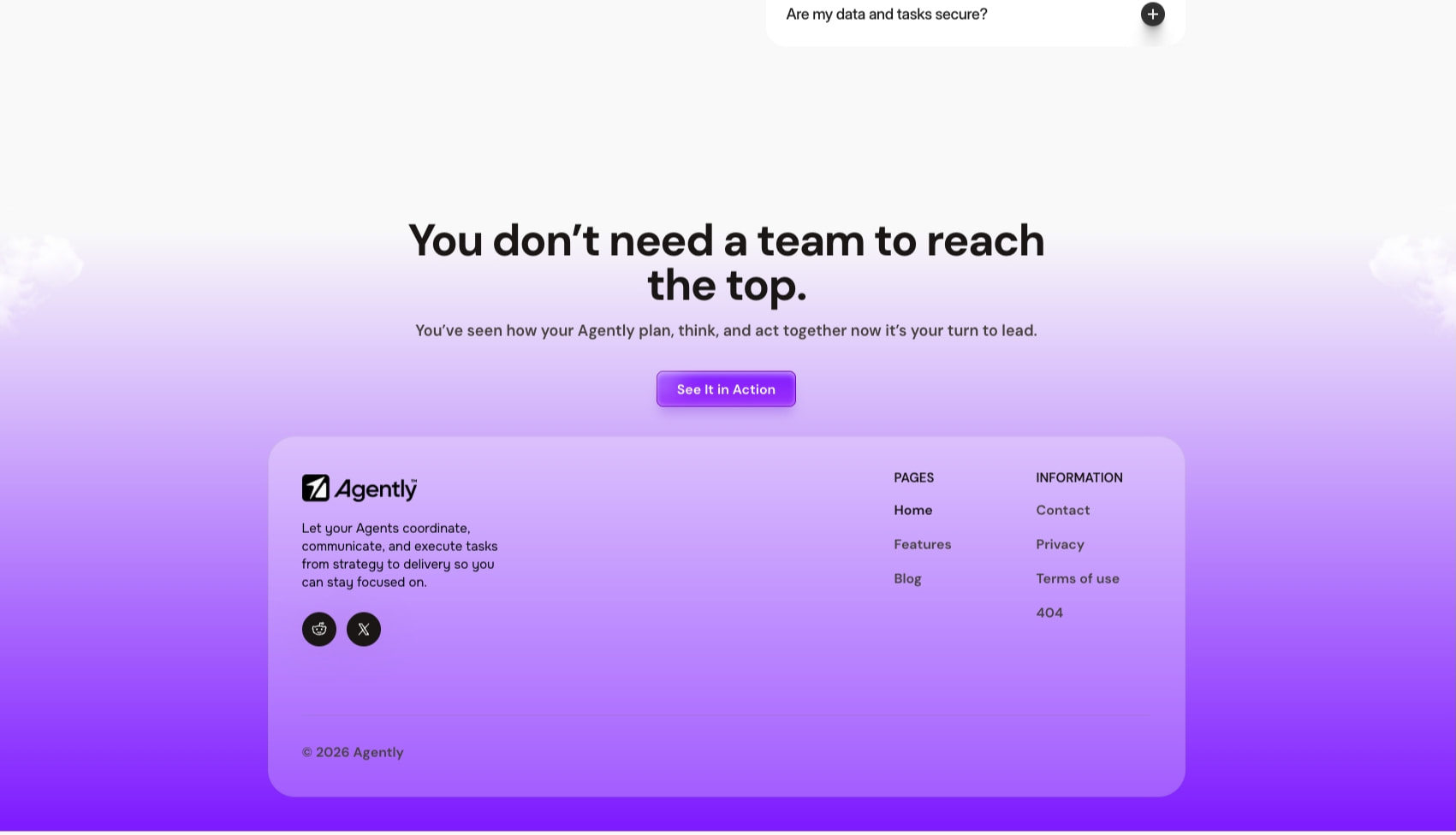 Agently captured website design
