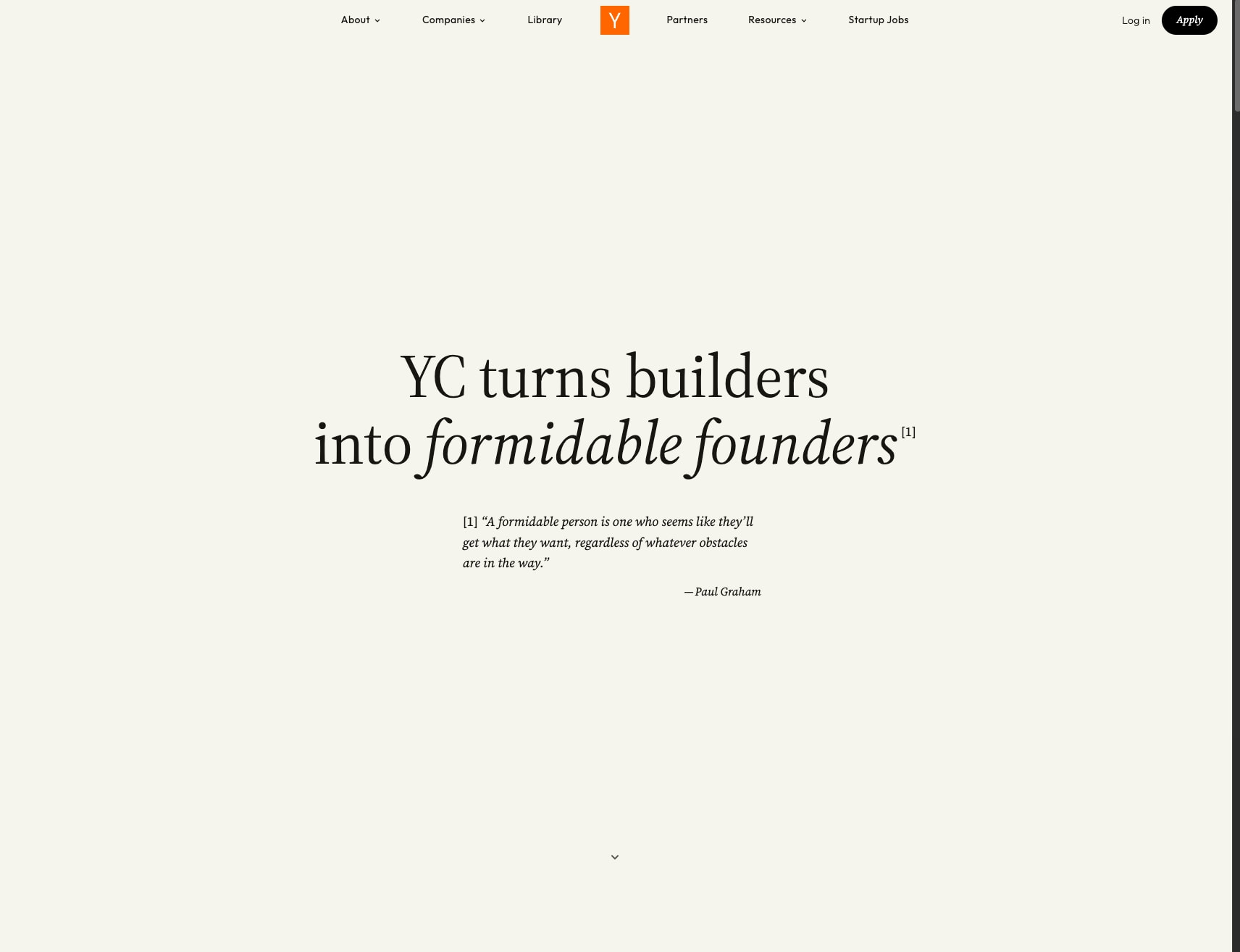 Y Combinator captured website design