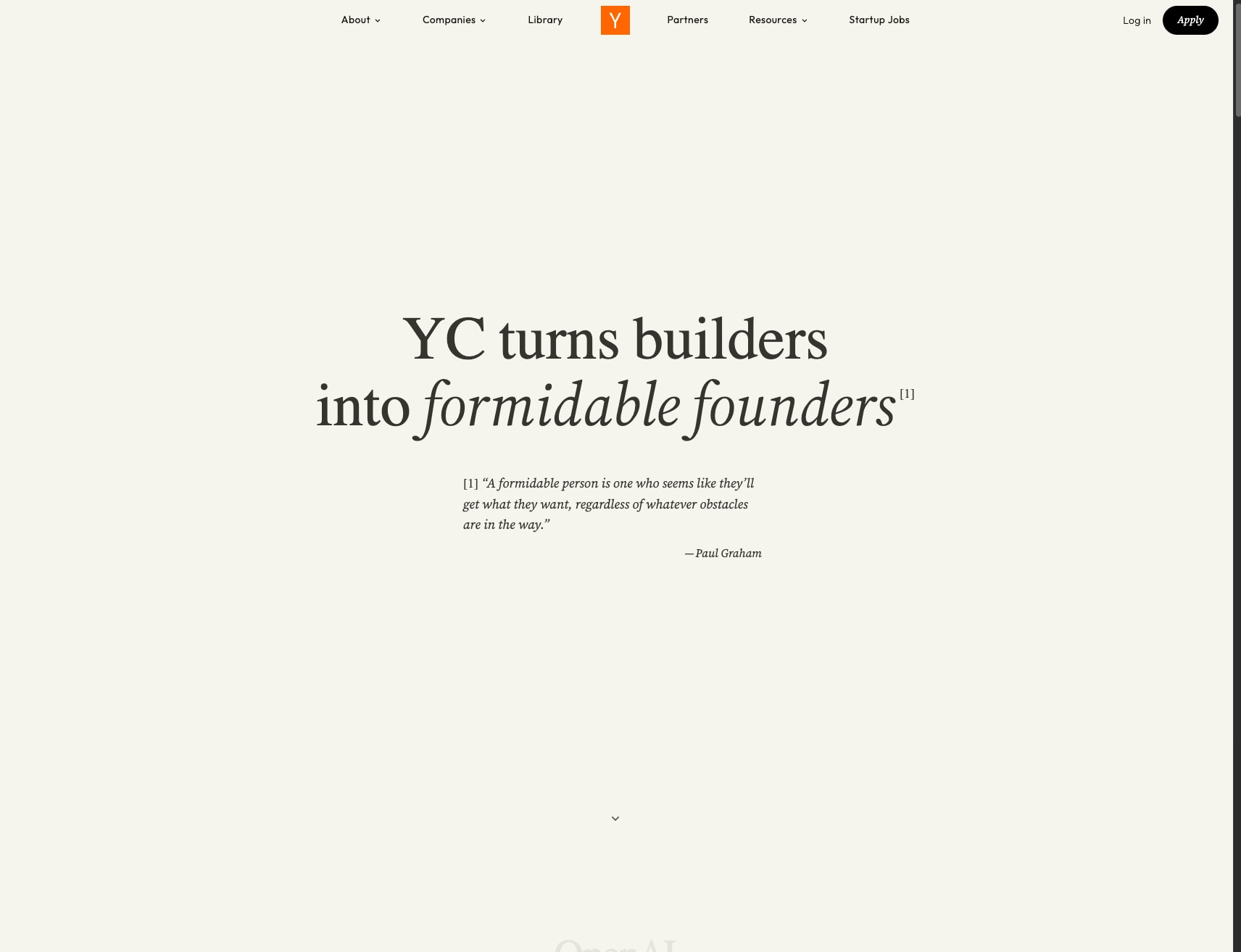 Y Combinator captured website design