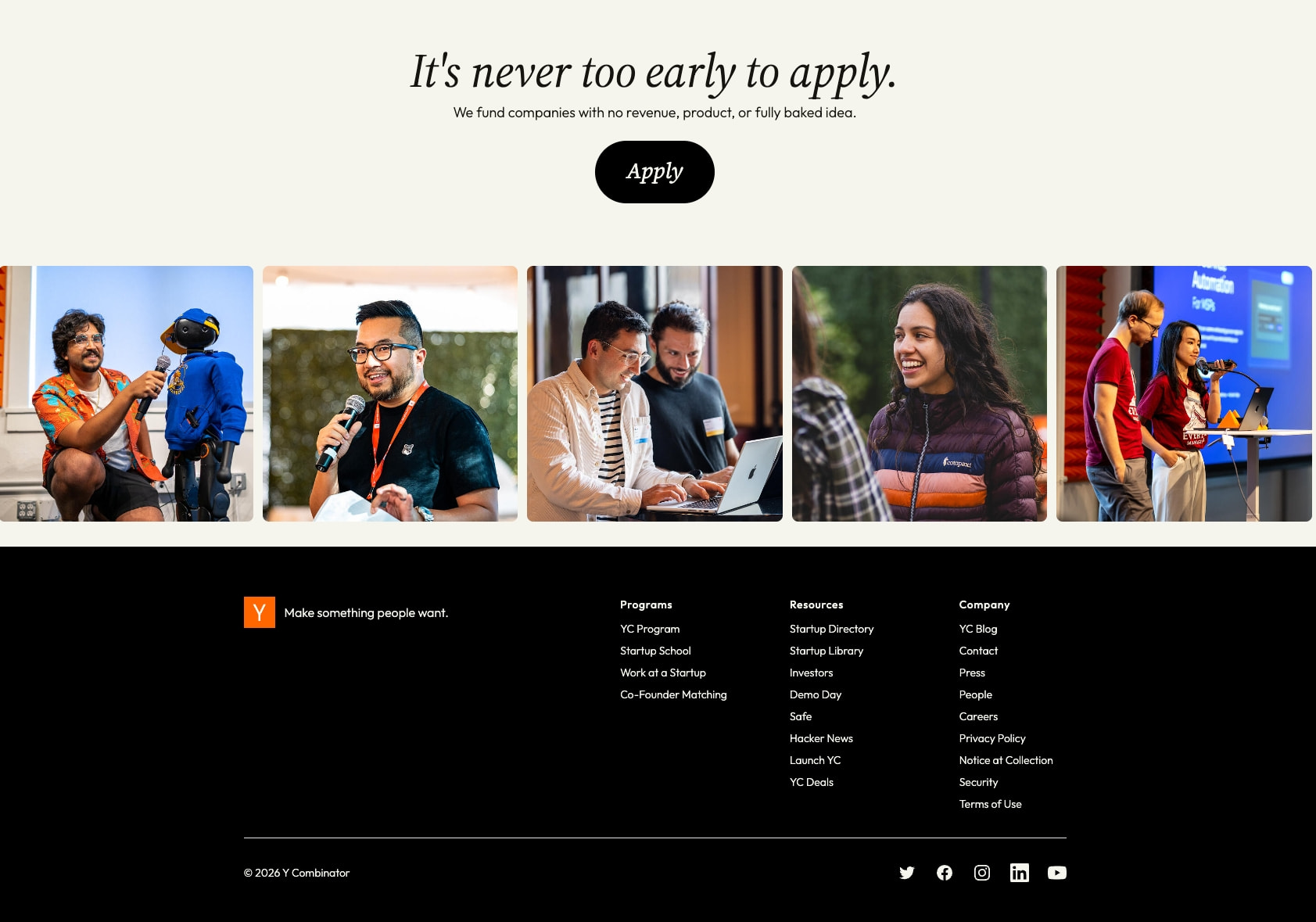 Y Combinator captured website design