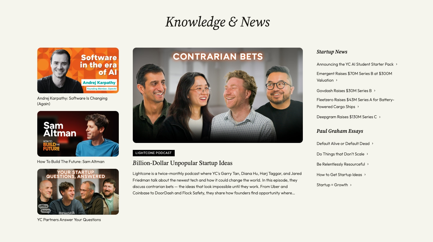 Y Combinator captured website design