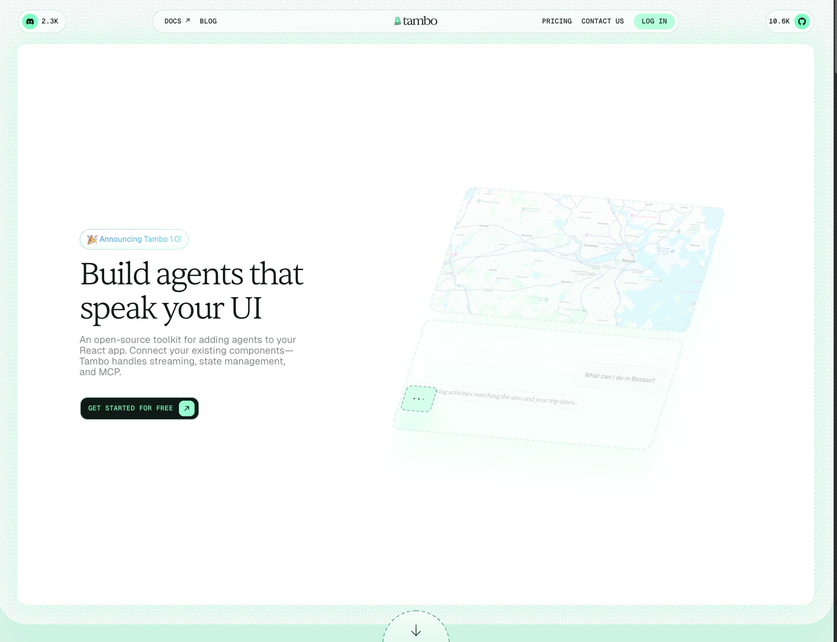 Tambo captured website design