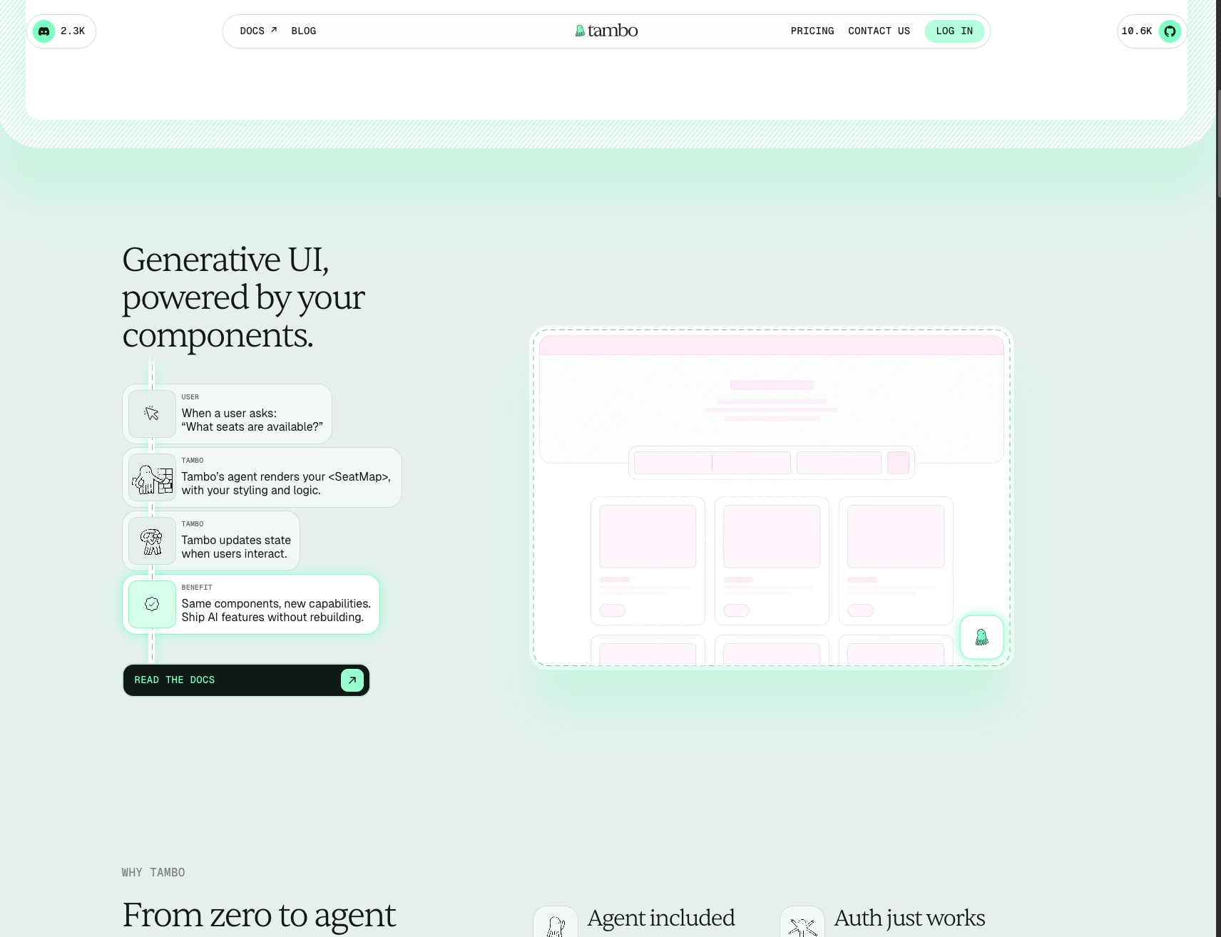 Tambo captured website design
