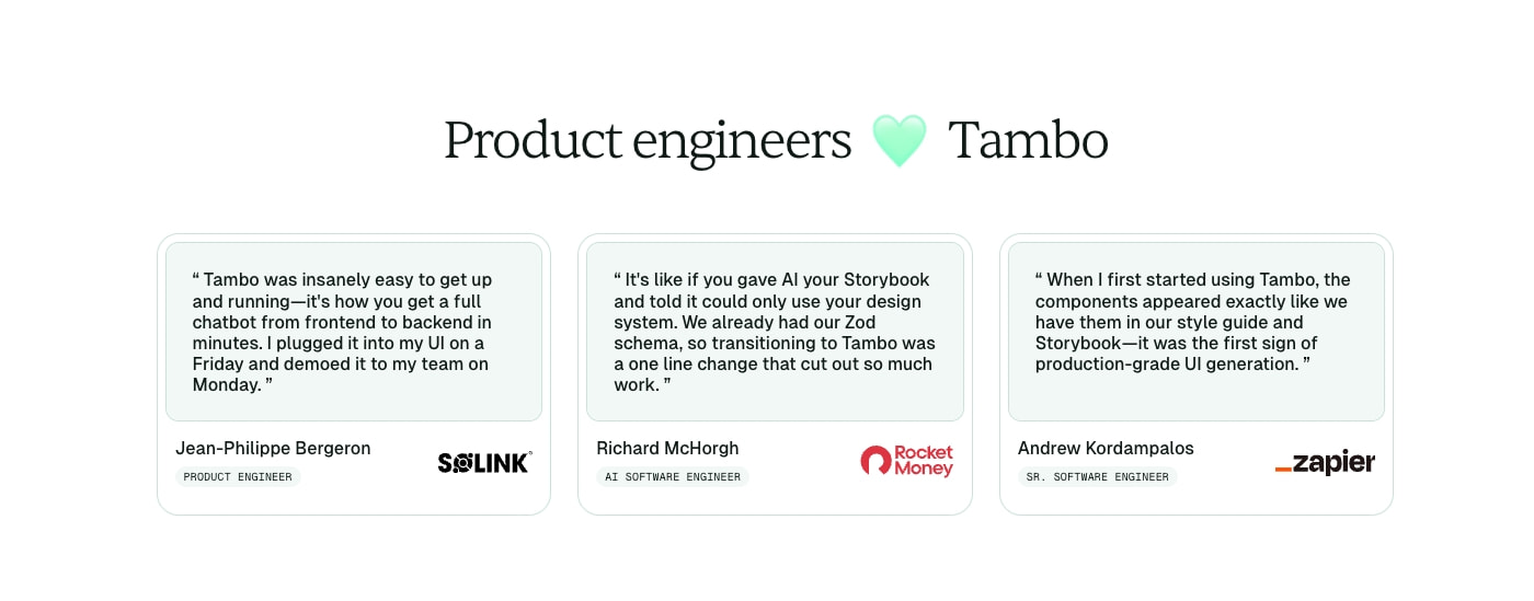 Tambo captured website design