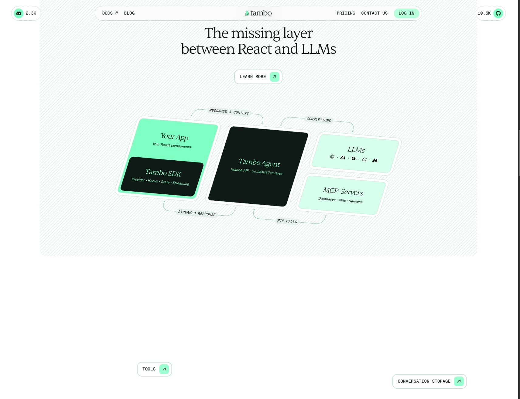 Tambo captured website design
