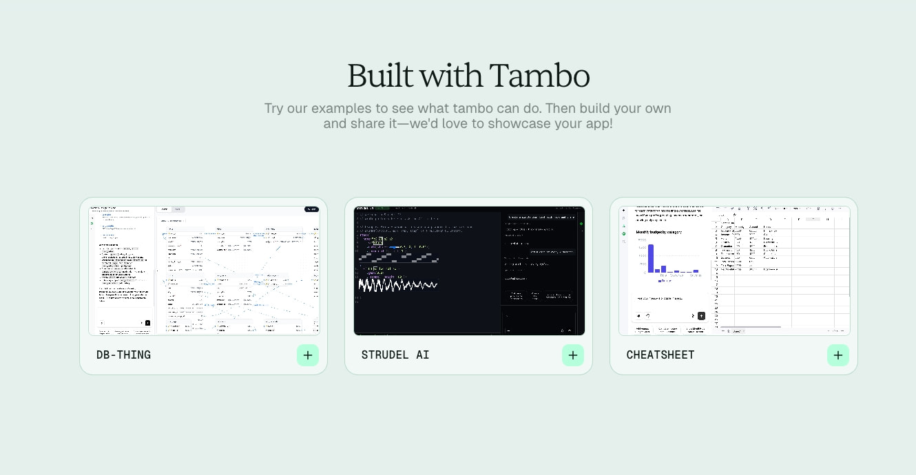 Tambo captured website design