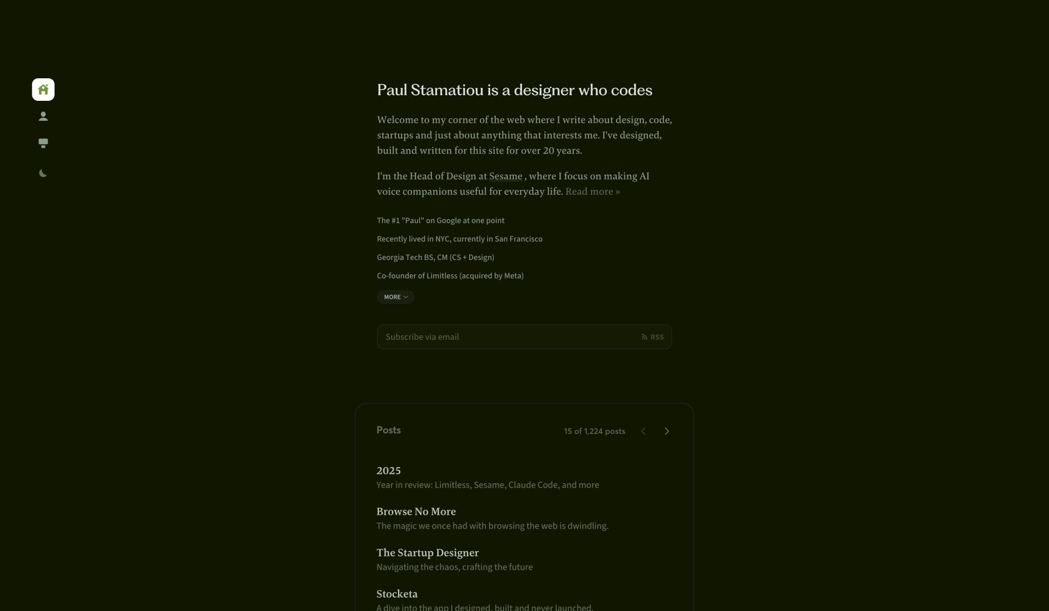 Paul Stamatiou captured website design