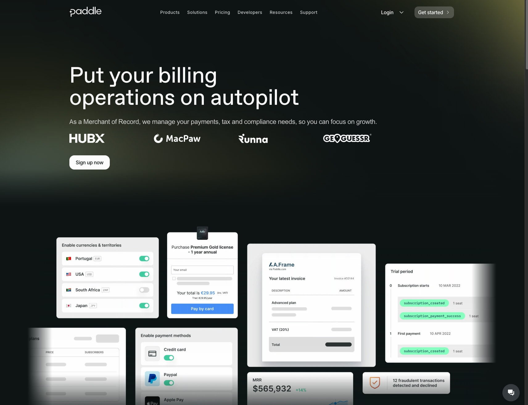 Paddle - Subscription Billing Software for SaaS & Apps captured website design