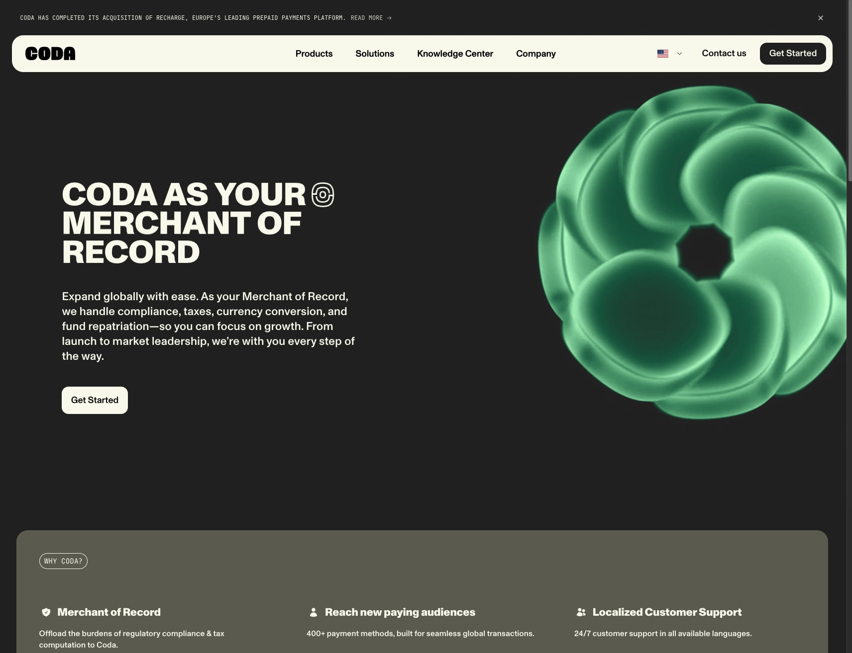 Your MoR Solution for Global Expansion | Coda captured website design